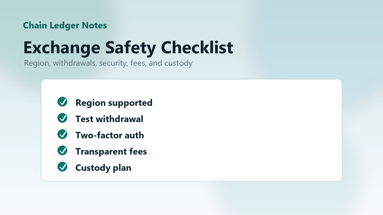 A safety checklist for choosing a crypto exchange.